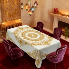 1/20 pièces Nappe élégante avec motif mandala doré islamique, convient pour la maison, la cuisine, le jardin extérieur, les fêtes, les banquets de restaurant. Peut être utilisée comme nappe décorative ou décoration d'intérieur - Multicolore - Voir 5