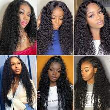 Deep Wave Lace Front Wigs Human Hair 200% Density 13x6 HD Transparent Deep Wave Frontal Wigs Human Hair With Baby Hair(26 Inch) - Natural Black - 查看 7