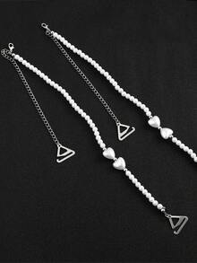 2 piezas Tirantes de sujetador ajustables decorados con perlas, cadena de pecho desmontable, tirante de hombro para ropa interior y lencería, para espalda descubierta para rave