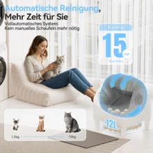 DEVOKO Fully Open, Self-Cleaning Cat Litter Box With Smart App Control And Odor Elimination, Including 12-Liter Waste Container And Waste Bags - White - View 2