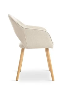 Goeurvant Modern Crescent-Back Upholstered Dining Chairs With Armrests And Solid Wood Legs For Dining Room, Living Room, Study - Set Of 2 / Set Of 4 / Set Of 6 - Beige/Textured Fabric - 米色 - 查看 9