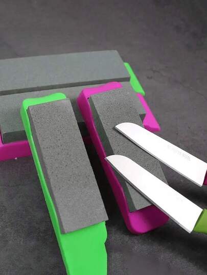 Household Kitchen Knife Sharpener Set, High Hardness Whetstone, Household Kitchen Sharpening Stone, Coarse And Fine Grinding, Premium Oilstone, Multi-Function Knife Sharpener, Suitable For Cutting Kitchen Knives, Can Perform Coarse And Fine Grinding, Practical Non-Slip Base, Multi-Function Rapid Knife Sharpening, Random Color.