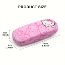 1pc Sanrio Hello Kitty Pink Eyeglass Case, Featuring The Charming Cat Design, PU Leather Print Covering, Metal Body, Durable And Pressure-Resistant Square Shape, Large Capacity Suitable For Storing Glasses And Fashionable Eyewear, Mobile Eyeglass Organizer, Exquisite Family Gift, Suitable As Birthday Gift, Christmas Gift, New Year Gift