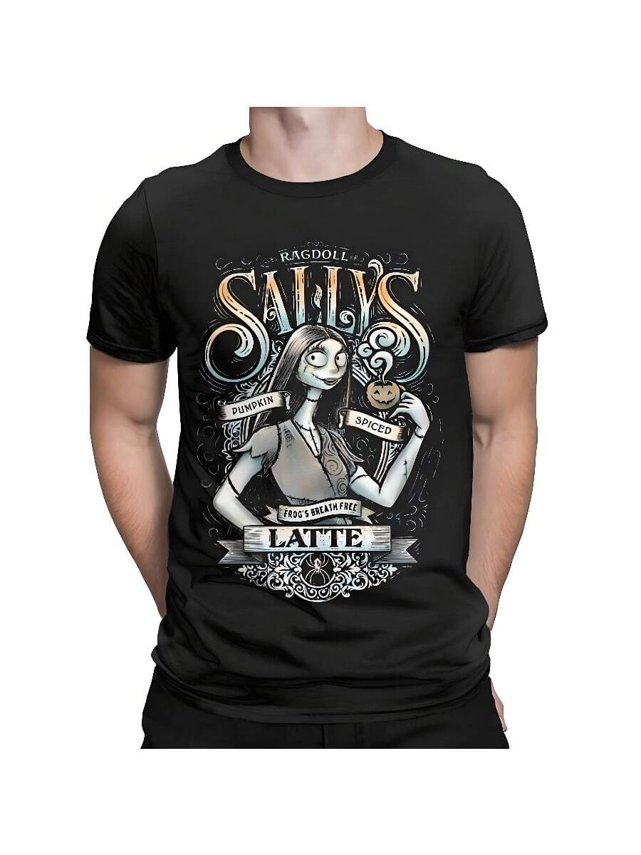 COOL SUMMER Sallys Spiced Latte T-Shirts WoWomen WoWomen Nightmare Before Christmas T Shirts Halloween Pumpkin Cotton Tees Birthday Gift Tops - Black - View 1