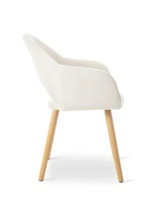 Modern Crescent-Back Upholstered Dining Chairs With Armrests And Solid Wood Legs For Dining Room, Living Room, Study - Set Of 2 / Set Of 4 / Set Of 6 - Cream - Apricot - View 9
