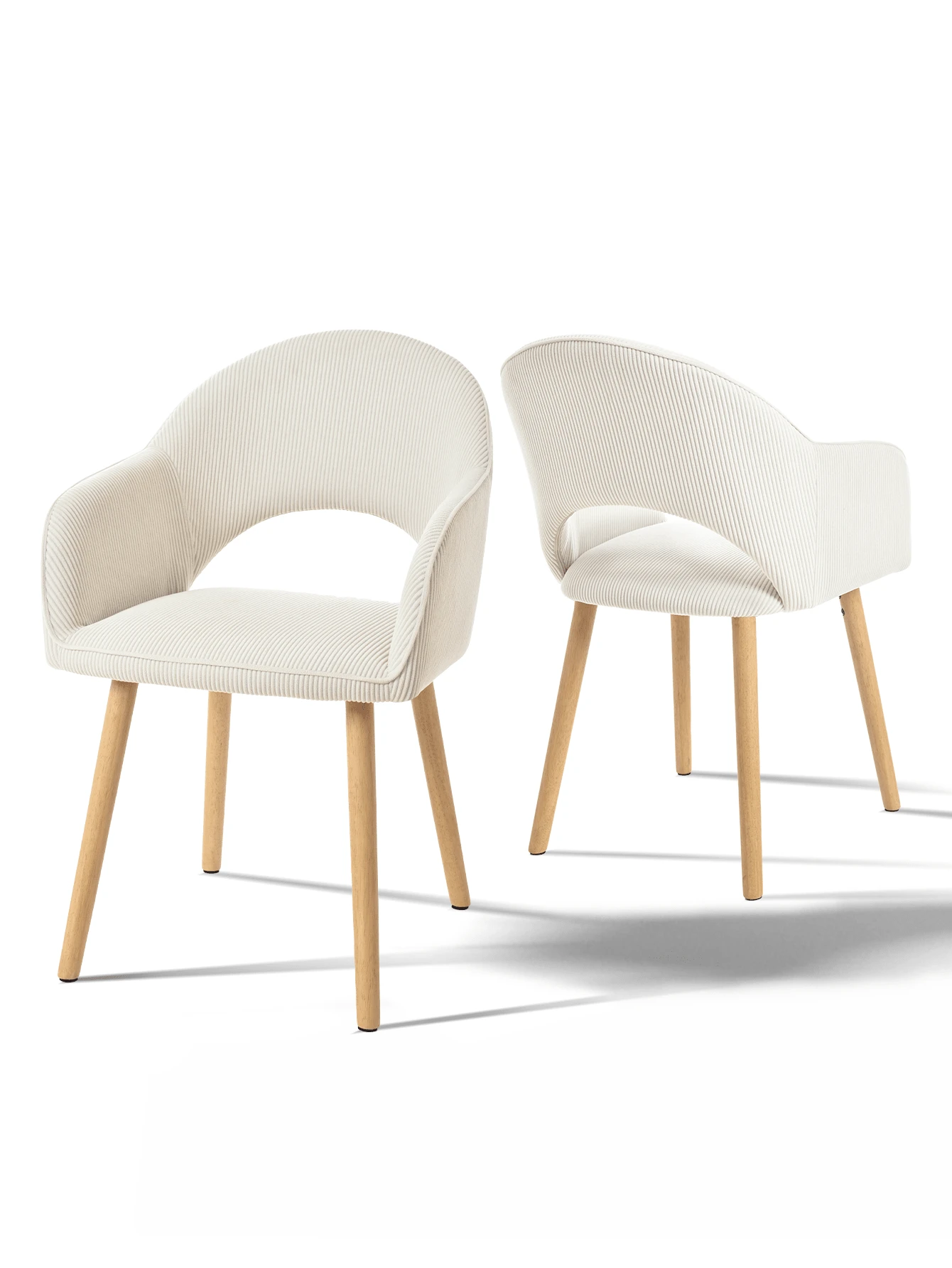 Modern Crescent-Back Upholstered Dining Chairs With Armrests And Solid Wood Legs For Dining Room, Living Room, Study - Set Of 2 / Set Of 4 / Set Of 6 - Cream - Apricot - View 1
