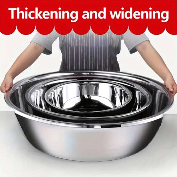 Lavabo de acero inoxidable, tazón grande para mezclar, sartén redonda para platos, tina para remojar los pies, lavadero de frutas y verduras, ensaladera de 16 pulgadas, tazón para preparar comidas para la cocina del hogar.