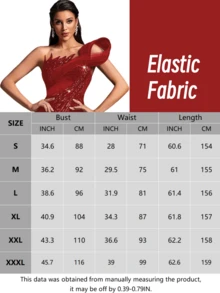 IBTRLY 优雅弹力面料串珠亮片贴花开衩正式晚宴婚礼礼服，情人节 - 紅色 - 查看 10