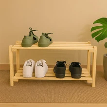 Wide Pine Wood Shoe Rack With Shelves, Door, Living Room/Hallway, Shoe Organizer - Madeira - Xem 3
