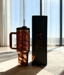 40 Oz TYLA Tiger Stripe Double - Wall Vacuum Insulated Stainless Steel Tumbler With Handle & Straw | Lightweight Portable Water Cup For Camping, Hiking, Travel | All - Day Hydration | Perfect Gift For Friends & Family - Brown - View 2