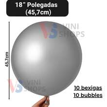 Bubble 18 Inch Kit (10 + 10 Balloons) 18 Inch Latex Party Decoration - Silver - View 2