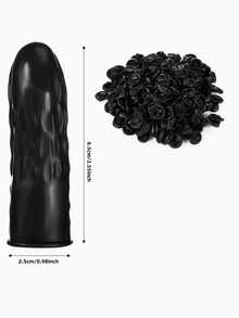 50/100/200只/包 一次性乳胶指套，黑粉色指套 - 护指手套，适用于美发、清洁和工业用途，适合圣诞节、新年、返校季、派对清洁等场合 - 彩色 - 查看 3