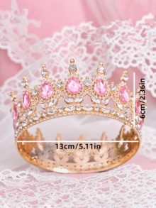 1 pieza Corona nupcial de estilo vintage de aleación con cristales , tocado con cristal en forma de gota para fiesta de cumpleaños, diadema de reina para disfraz