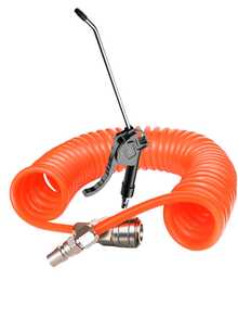 1支超长高流量气枪 - 加长气管，高压工业及家用气嘴，耐用PP材质，适用于空气压缩机除尘，黑色，气枪配件