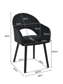 Goeurvant Modern Crescent-Back Upholstered Dining Chairs With Armrests And Solid Wood Legs For Dining Room, Living Room, Study - Set Of 2 / Set Of 4 / Set Of 6 - Black - Black - View 11