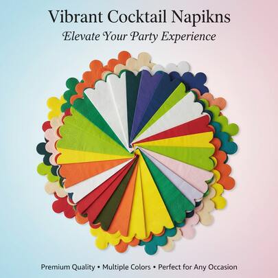30/50/60/100/120Pcs Festive Color Cocktail Napkins | Small Disposable Napkins (5x5 Inch) - Ideal For Baby Shower, Summer Picnic & Daily Cocktail Serving