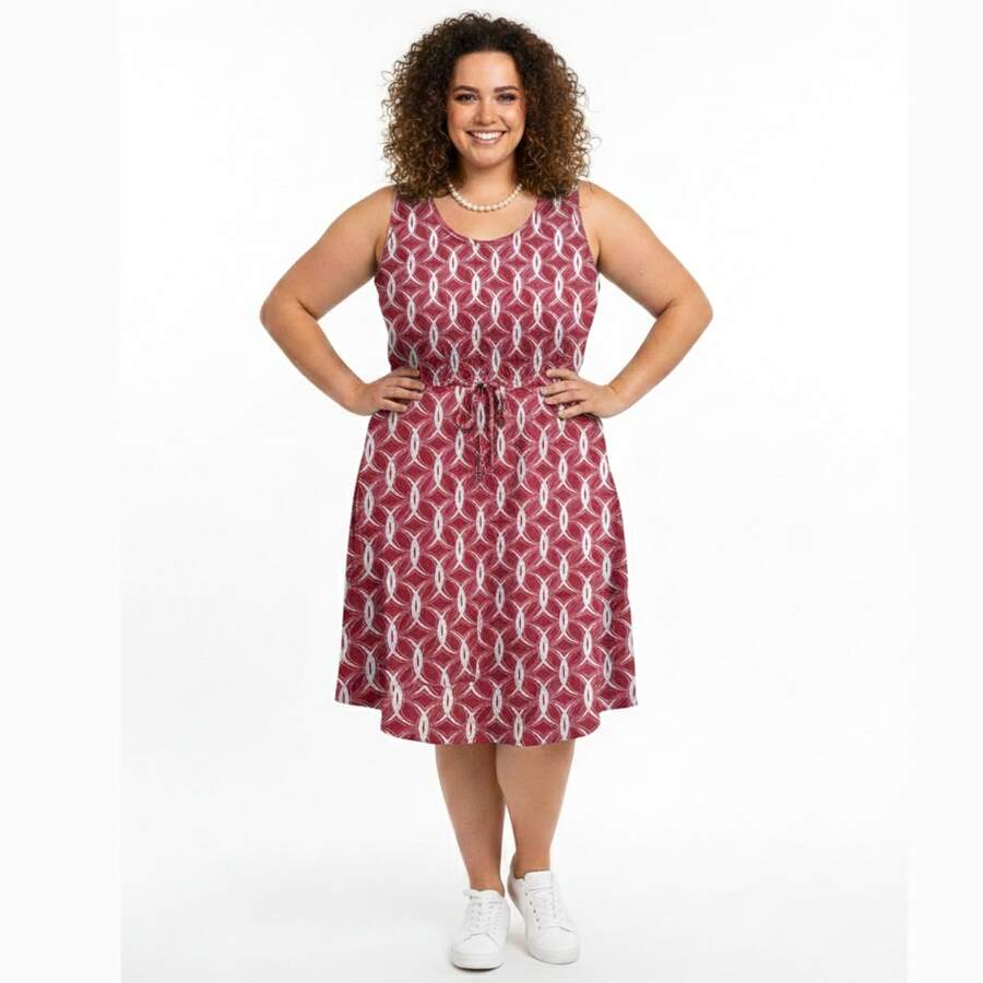 ITA Knits Women's Plus Size Tank Top Dress With Drawstring, Sizes 40 To 64 (M To G10), Romantic Fabric, Perfect For Outings, Parties, Casual Spring-Summer - 查看 1