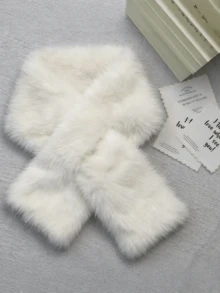 1pc Women's Autumn/Winter Faux Rabbit Fur Reversible Thick Warm Neck Gaiter Scarf - Multicolor - View 6