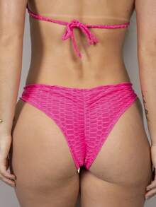 Vicio Fatal Women's Bikini Set, Polyamide, Padded Cups, Push-Up And Lift-The-Butt, High Waist, Adjustable, Thin Sides, Plain, Women's Beachwear - 玫紅色 - 查看 9