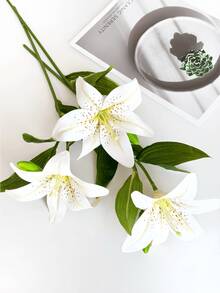 1/3/6 pezzi Fiori artificiali di giglio, 45cm Fiori finti, adatti per pareti, soggiorno, camera da letto, matrimonio, decorazione per feste, decorazione da tavolo. Casa, scrivania, cucina, matrimonio, tavolo da pranzo, centrotavola, ufficio, giardino, esterno, casa, decorazione per il cortile, adatti per primavera, estate, autunno, inverno - Bianco - Visualizzare 9