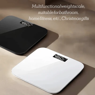 1件装 ScaleSE 女士电子浴室秤，浴室秤，最大称重 396 磅/180 公斤，LED 背光显示屏，钢化玻璃电子秤，数字体重秤，精准称重，使用 AAA 电池供电（不含电池），适用于家庭、健身房、户外，是家庭和宿舍的理想之选，四季皆宜，是绝佳的圣诞礼物