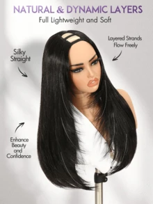 V Part Layer Wigs Yaki Straight Layered Style Hair Wigs For Women Upgrade U Part Wigs Glueless Full Head Clip In Half Wig V Shape Wig No Leave Out 14 Inch/24 Inch