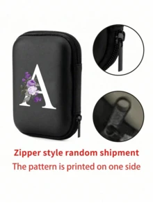 A-Z Purple Flower Letter Portable Mini Storage Bag, Shockproof Digital Pouch, Phone Charger Cable Organizer, Zipper Wallet Style Storage Bag, Electronics Accessories Organizer, Suitable For Earphones, Jewelry, Coins, Business, Travel, Office, Great For Christmas, Ramadan, New Year, Birthday, Valentine's Day Gifts - Multicolor - View 9