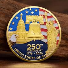 1776-2026 USA 250th Anniversary Commemorative Coin, Statue Of Liberty Gold-Plated Coin - Gold - View 2