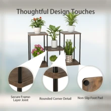 1件室内金属木质植物架，多层盆栽植物收纳架，适用于多种植物，多种款式可选，适合客厅、阳台、卧室及其他家居装饰风格 - 彩色 - 查看 7