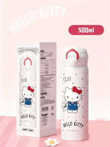 Sanrio Hello Kitty Double Drink Thermos 500 ml, high-quality SUS316 steel, straw or direct-sip lid, vacuum insulation keeps drinks hot/cold for hours, silicone seal ring, flip-lock, hot/cold for hours, silicone seal ring, flip-lock, hot/c base fits car holders & backpack pockets, perfect for school, office, travel, gift-ready for Sanrio fans - 凱蒂貓 - 查看 1