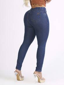 Women's Blue High-Waisted Jeans With Lycra Premium Fabric - Blue - View 3