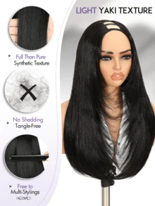 V Part Layer Wigs Yaki Straight Layered Style Hair Wigs For Women Upgrade U Part Wigs Glueless Full Head Clip In Half Wig V Shape Wig No Leave Out 14 Inch/24 Inch