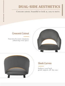 Goeurvant Modern Crescent-Back Upholstered Dining Chairs With Armrests And Solid Wood Legs For Dining Room, Living Room, Study - Set Of 2 / Set Of 4 / Set Of 6 - Dark Gray - Dark Grey - View 4