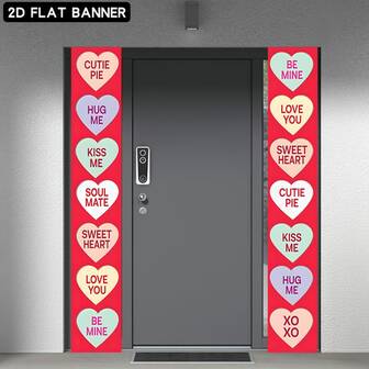 Pancarta plana 2D del Día de San Valentín para el porche, decoración de fiesta para interiores y exteriores, fondo retro en la entrada y en el jardín, pancarta de alegría festiva para Año Nuevo y Acción de Gracias