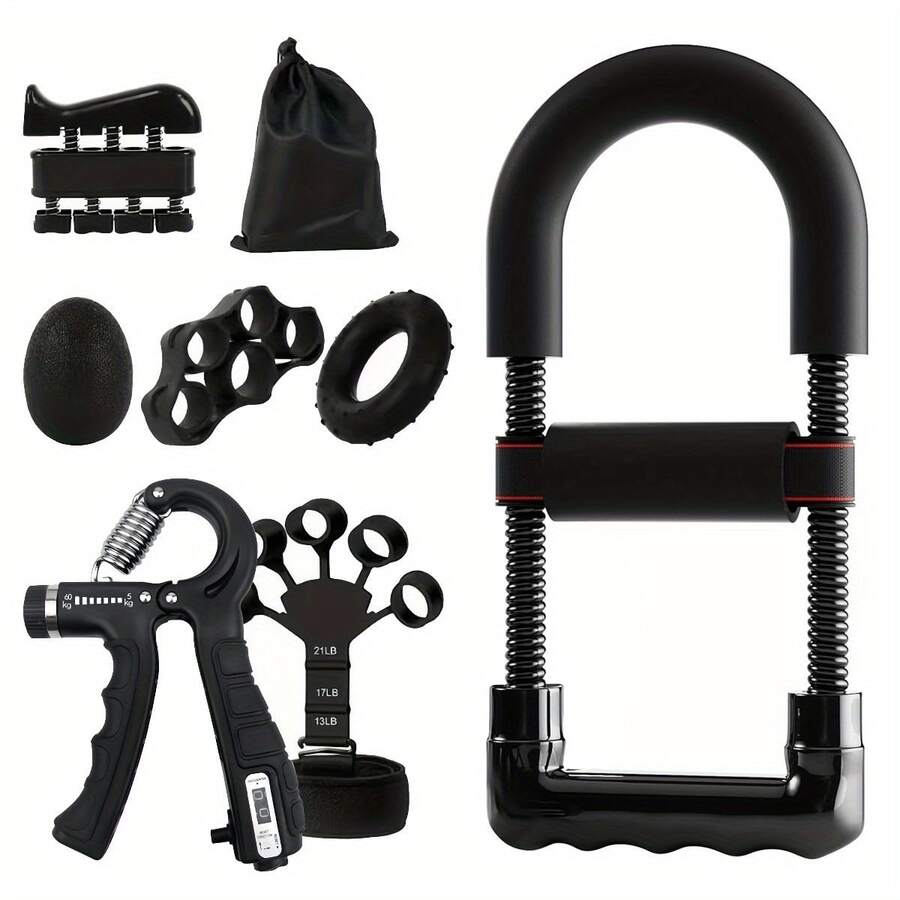 8件套握力训练器 - 前臂强化器、手指锻炼器、手指拉伸器、前臂锻炼环和手部理疗球 - 握力强化和拉伸训练器，适合任何手型和手指尺寸 - 彩色 - 查看 1