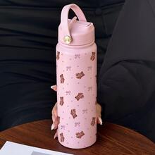 HILAKE 800ml Tazza da viaggio in acciaio inossidabile isolata con stampa a fiocco d'orso, portatile con manico e coperchio, regalo perfetto per famiglia, amici, sorelle, fidanzata, moglie - ideale per bevande calde e fredde, ottimo per Natale e San Valentino - Multicolore - Visualizzare 12