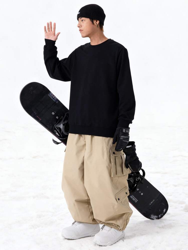 1pc Unisex Thick Ski Pants - Loose Fit Winter Ski Gear, Reinforced Structure, Suitable For Skiing, Snowboarding And Outdoor Activities - Cold-Resistant (Hand Wash) - Fit For Men, Women And Teens. - Khaki - View 5