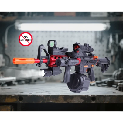 Pistola De Hidrogel M416 Lanzador Electrica Con Bolas Láser (Negro Rojo M416, Balas De Agua Sin)