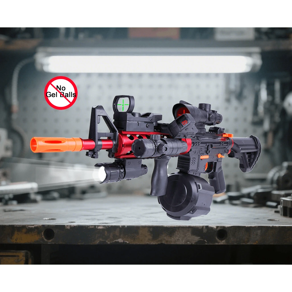 Pistola De Hidrogel M416 Lanzador Electrica Con Bolas Láser (Negro Rojo M416, Balas De Agua Sin) - Rojo - Ver 1