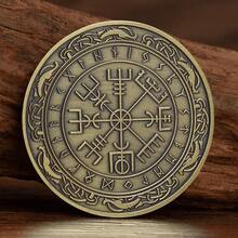1/3Pcs Nordic Viking Pirate Solomon Guidepost Compass Bronze Coin Commemorative Medal Talisman Souvenir Crafts - Bronze - View 5