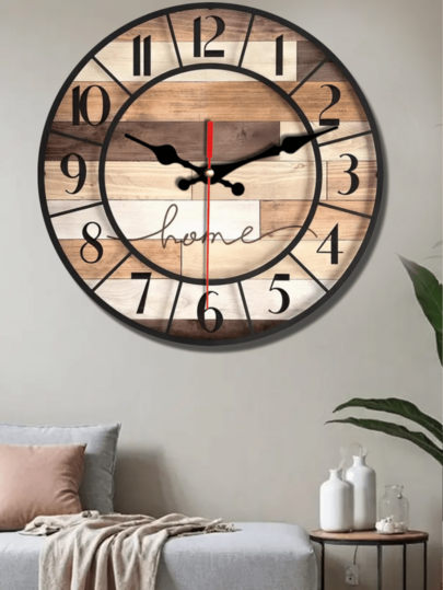 [1 Pc 10 12 Inch Wooden Clock]Silent Wand Klok Creative Interesting Great Home ation s, Battery Powered (AA Batteries Not Included) view 3