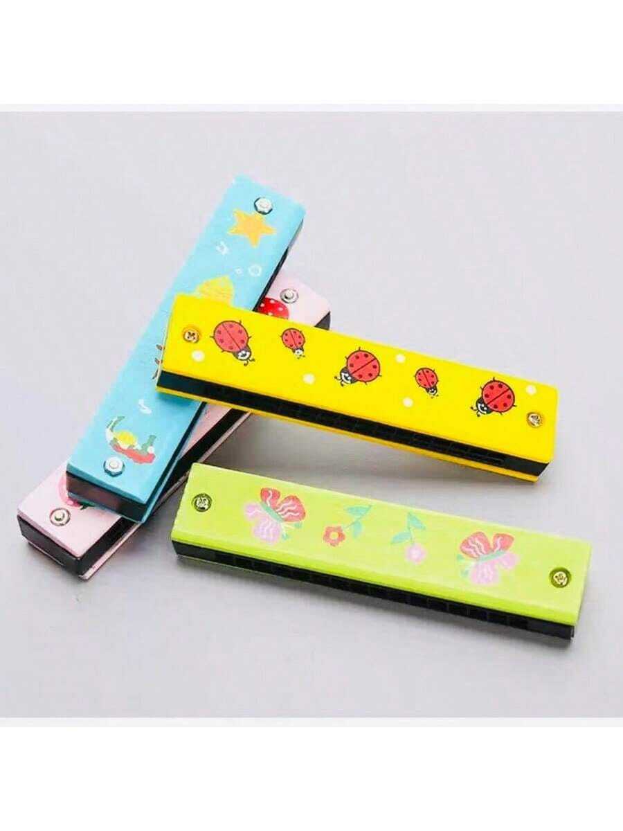 16-Hole Wooden Cartoon Harmonica, Creative Musical Instrument For Beginners, Toy Mouth Organ - Multicolor - View 1