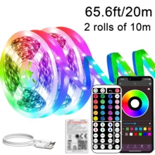 NBBUFF 智能房间 LED 灯带，RGB LED 灯带，带遥控器和 APP 控制，自粘式 LED 灯，音乐同步和定时模式，适用于卧室、游戏室、天花板、派对、节日礼物、圣诞节和婚礼装饰