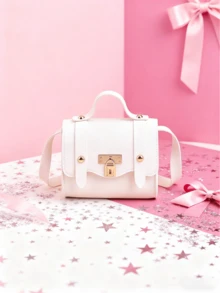 1个女孩时尚百搭单肩斜挎包，夏季流行小方包 - 白色 - 查看 1