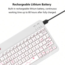 1 Set Cute Bluetooth Keyboard + Bow Tablet Protective Case + Mouse + Mouse Pad, Portable Wireless Keyboard (150mAh) Mouse Set, Compatible With Samsung Tablets, Apple IPad, Android 13+ Smartphones, Smartphones, Windows System (White) - White - View 5