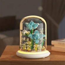 Set de bloques de construcción con flores, rompecabezas de flor de loto DIY inteligente para niños, regalo ideal para el Día de la Madre, set de ensamblaje de flores y hierbas eternas, regalo de cumpleaños y Año Nuevo. Decoración de habitación. Juguete de rompecabezas de invierno - Multicolor - Ver 8