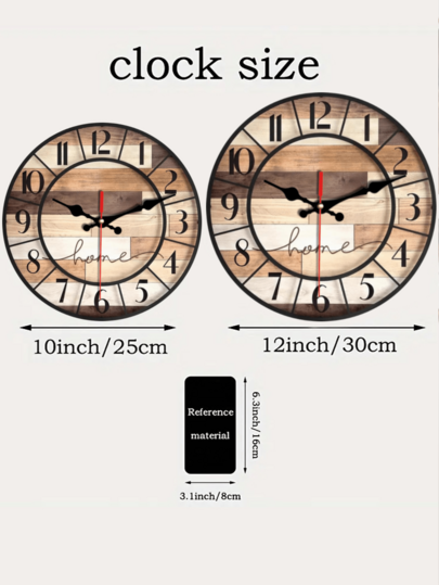 [1 Pc 10 12 Inch Wooden Clock]Silent Wand Klok Creative Interesting Great Home ation s, Battery Powered (AA Batteries Not Included) view 8