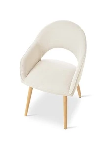 Modern Crescent-Back Upholstered Dining Chairs With Armrests And Solid Wood Legs For Dining Room, Living Room, Study - Set Of 2 / Set Of 4 / Set Of 6 - Cream - Apricot - View 5