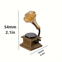 1/2 chiếc mô hình máy hát đĩa than mini cổ điển - Tỷ lệ 1:6 1:12, trang trí cảnh thu nhỏ cho trò chơi - Phụ kiện nhà búp bê, đồ thủ công bền chắc, thích hợp cho trang trí cảnh quan thu nhỏ DIY, phụ kiện âm nhạc, nhạc cụ mini, trang trí vườn cổ tích. - Máy hát đĩa màu vàng - Xem 4