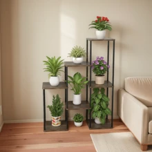 1件室内金属木质植物架，多层盆栽植物收纳架，适用于多种植物，多种款式可选，适合客厅、阳台、卧室及其他家居装饰风格 - 彩色 - 查看 2